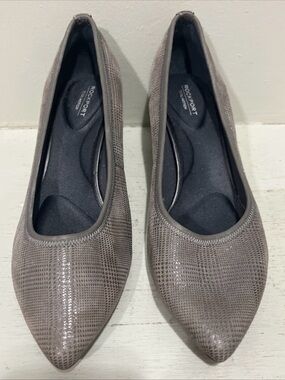 Cobb Hill Rockport Kaiya Textured Gray Plaid Pointed-Toe Flats